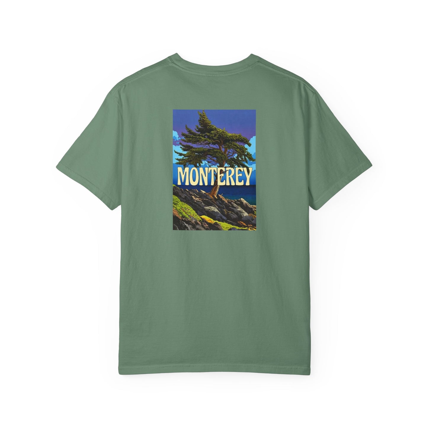 Monterey California Vintage Retro Back Printed Art Series Cotton Tee - Black Logo