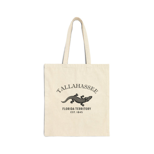 Tallahassee Florida Vintage Retro Cotton Canvas Tote Bag - Black Logo