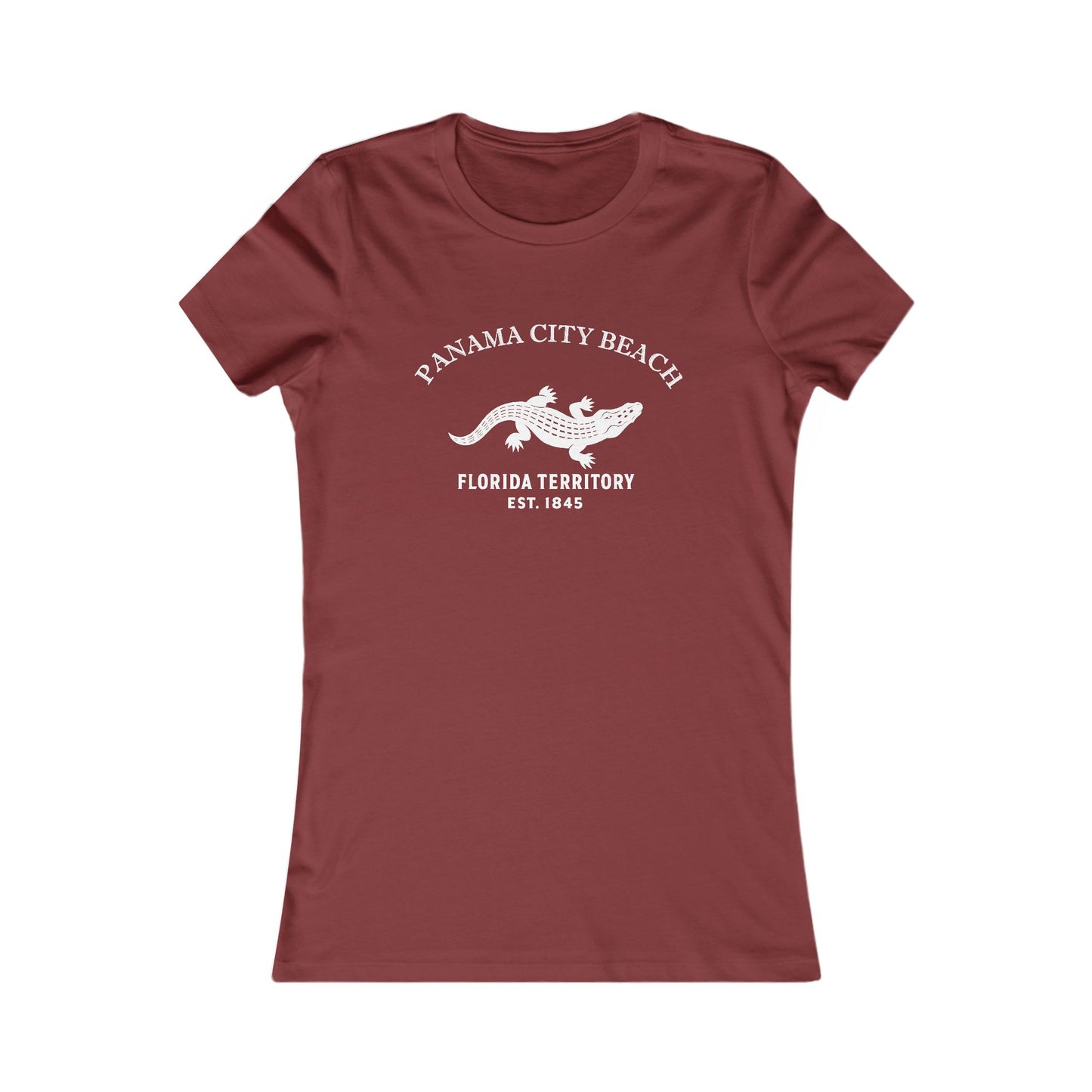 Panama City Beach Florida Vintage Retro Womens Fitted Ringspun Cotton Tee - White Logo