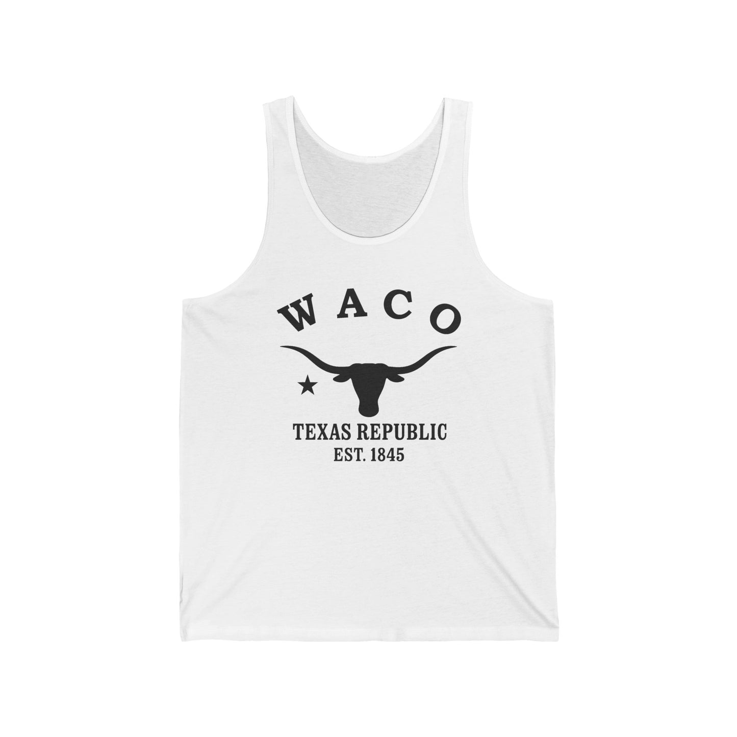 Waco Texas Vintage Retro Unisex Cotton Jersey Tank Top - Black Logo