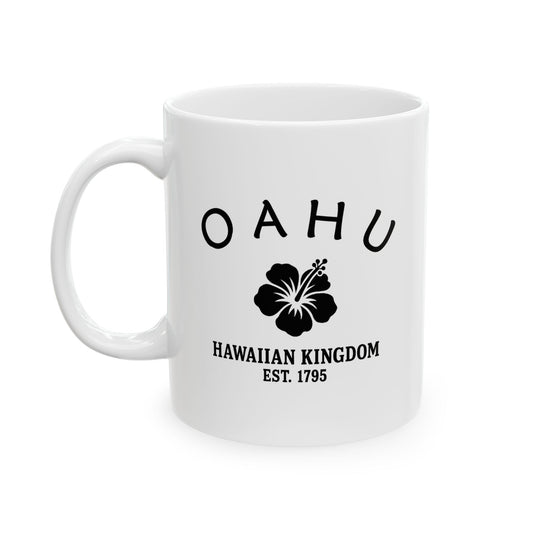 Oahu Hawaii Vintage Retro Ceramic Mug - Black Logo
