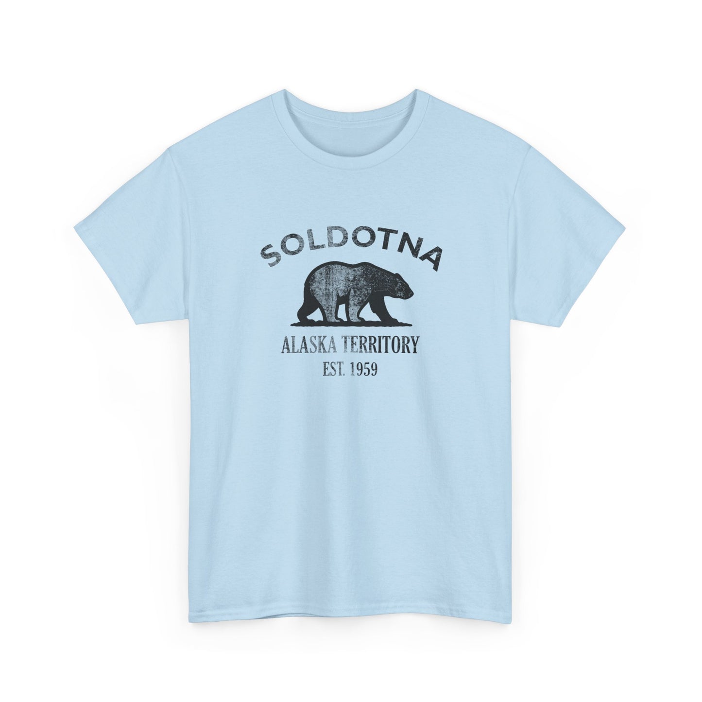 Soldotna Alaska Vintage Retro Unisex Heavy Cotton Tee - Black Logo