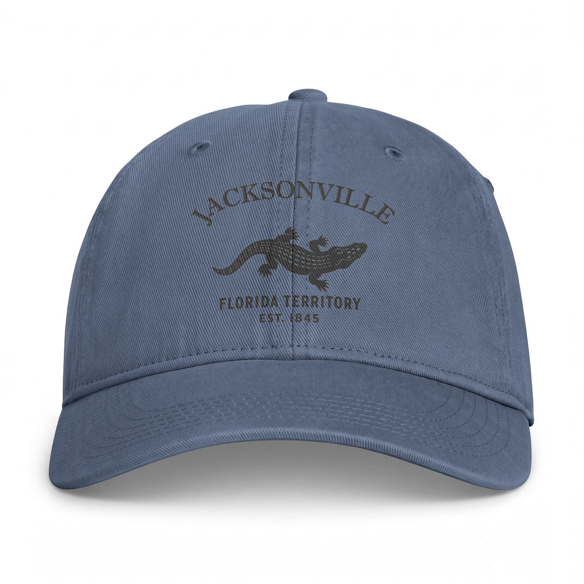 Jacksonville Florida Distressed Cotton Cap - Charcoal Print Logo