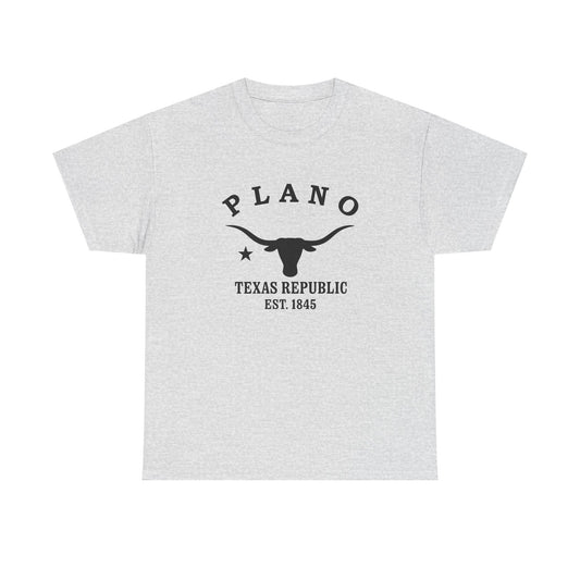 Plano Texas Vintage Retro Unisex Heavy Cotton Tee - Black Logo
