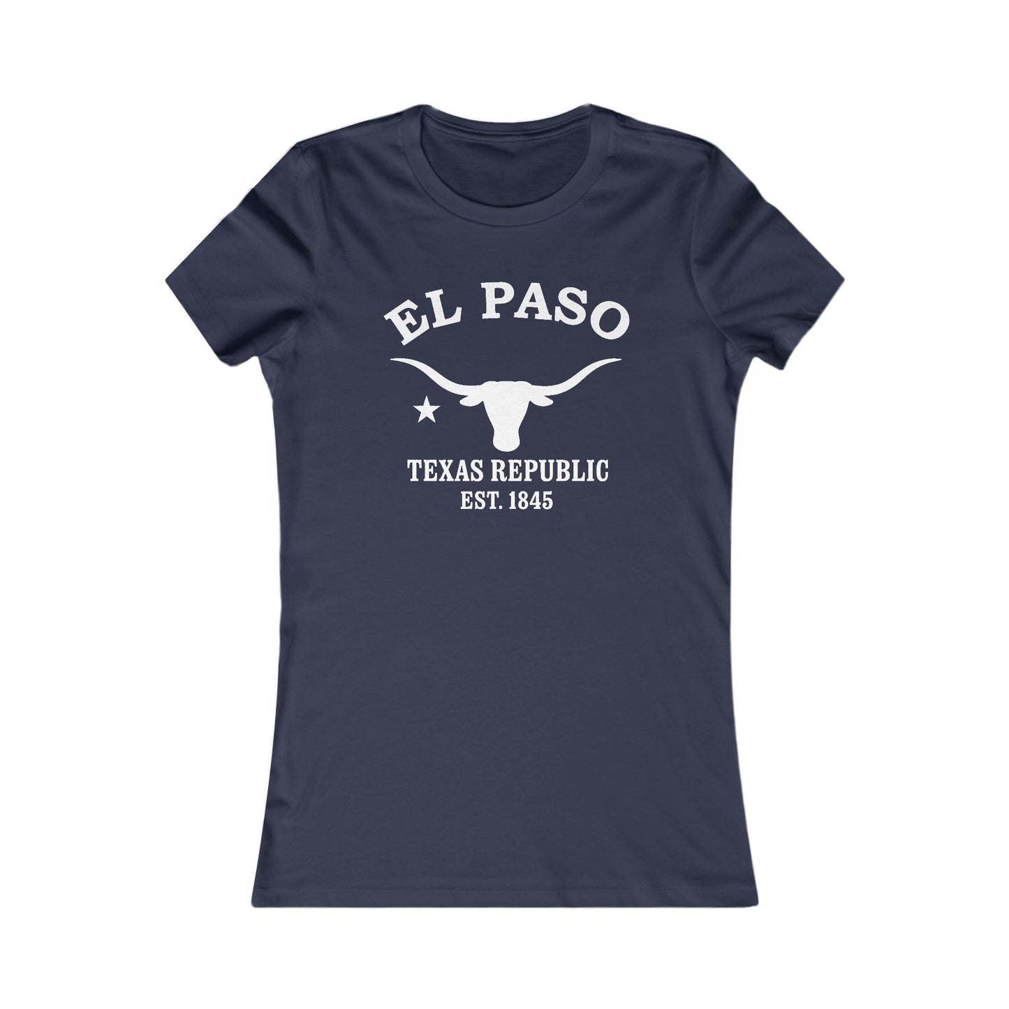 El Paso Texas Vintage Retro Womens Fitted Ringspun Cotton Tee - White Logo