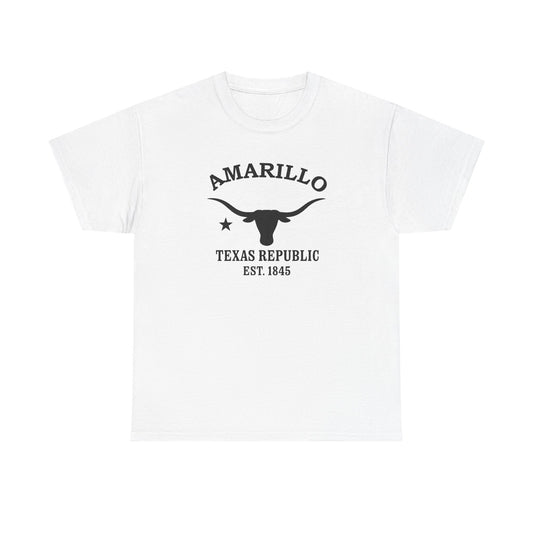 Amarillo Texas Vintage Retro Unisex Heavy Cotton Tee - Black Logo