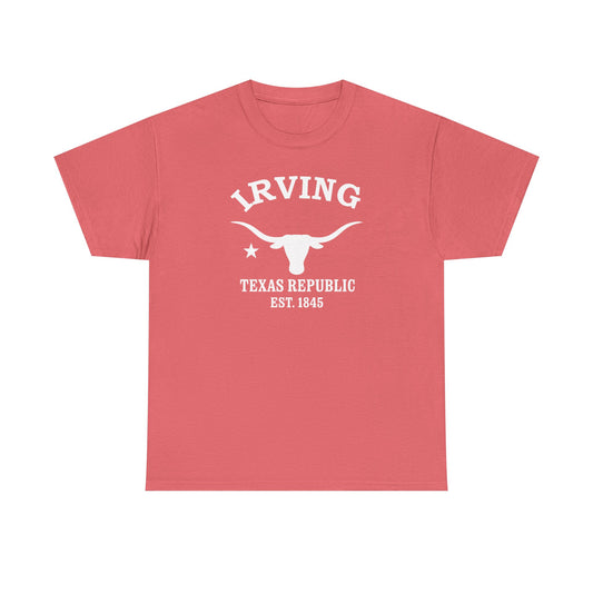 Irving Texas Vintage Retro Unisex Heavy Cotton Tee - White Logo