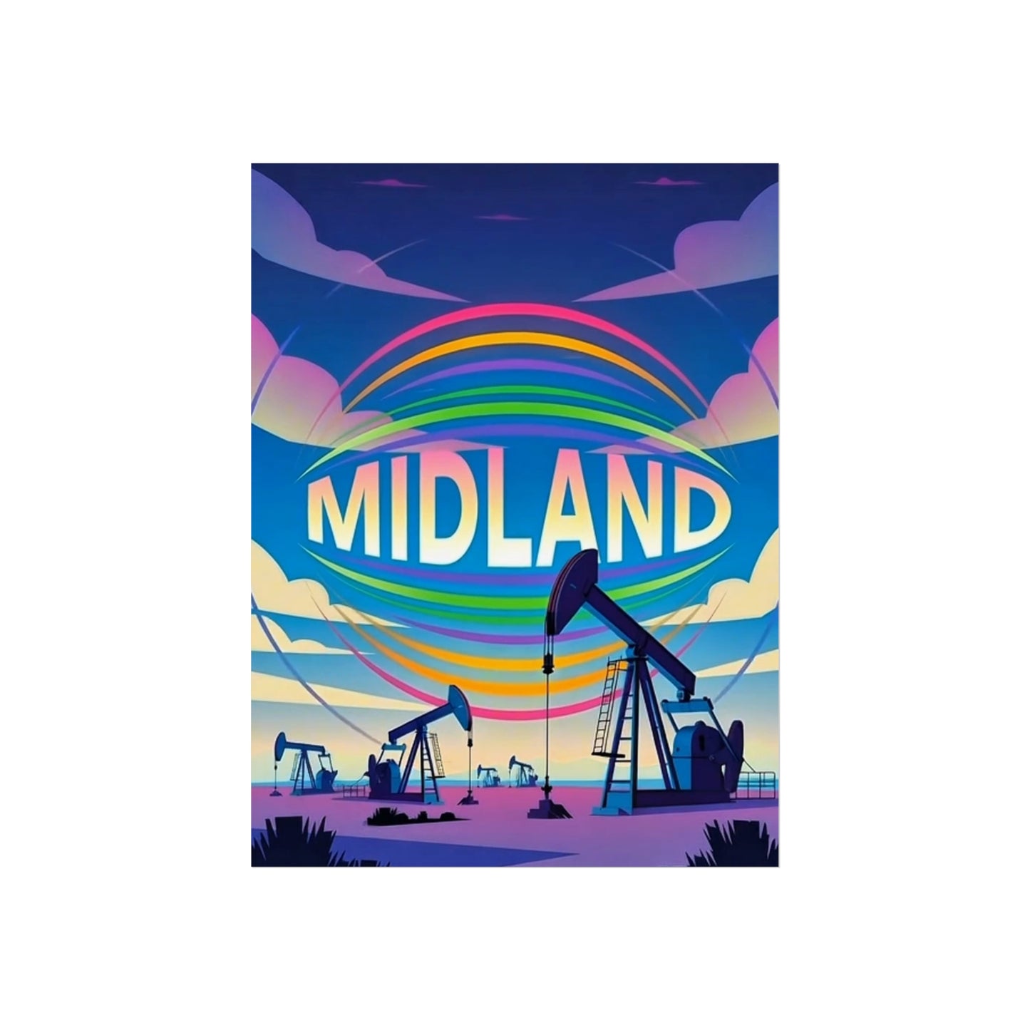Midland Texas Vintage Retro Giclée Print Art Series Poster