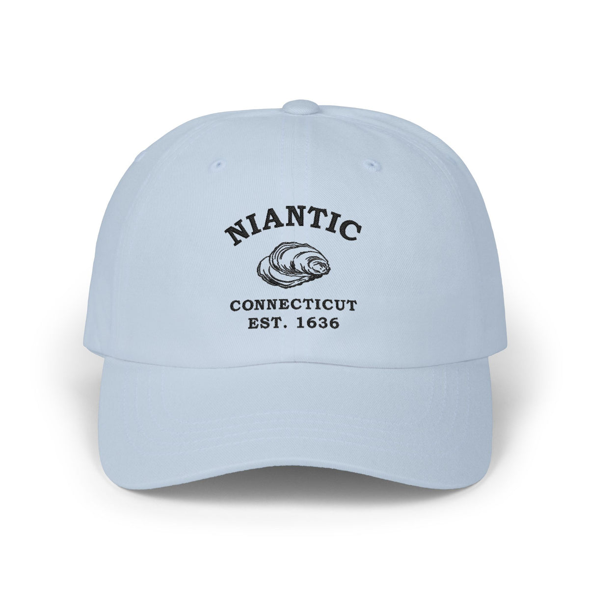Niantic Connecticut Vintage Retro Embroidered Cotton Cap, Stone, Black Logo, Merlin Classics
