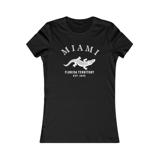 Miami Florida Vintage Retro Womens Fitted Ringspun Cotton Tee - White Logo