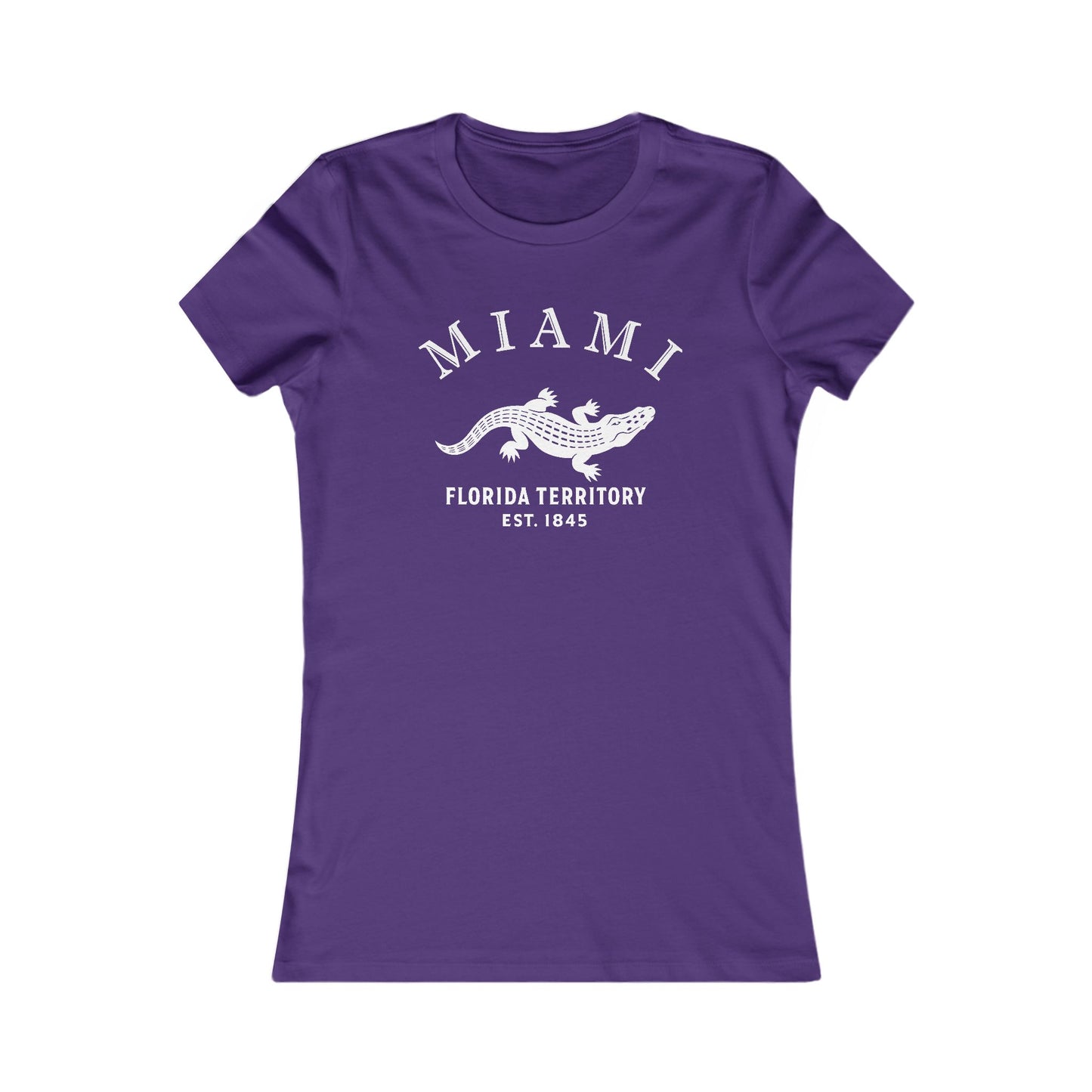 Miami Florida Vintage Retro Womens Fitted Ringspun Cotton Tee - White Logo
