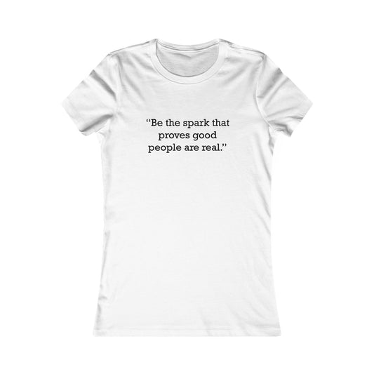 Quote 33 Be-The-Spark Ringspun Cotton Fitted Vintage Retro Womens Tee - Black Logo