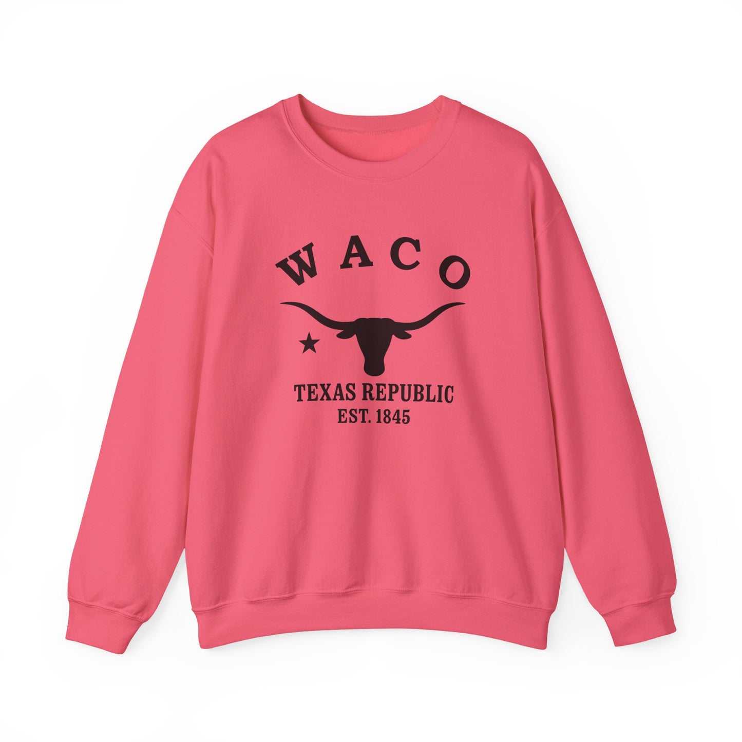 Waco Texas Vintage Retro Unisex Heavy Crewneck Sweatshirt - Black Logo