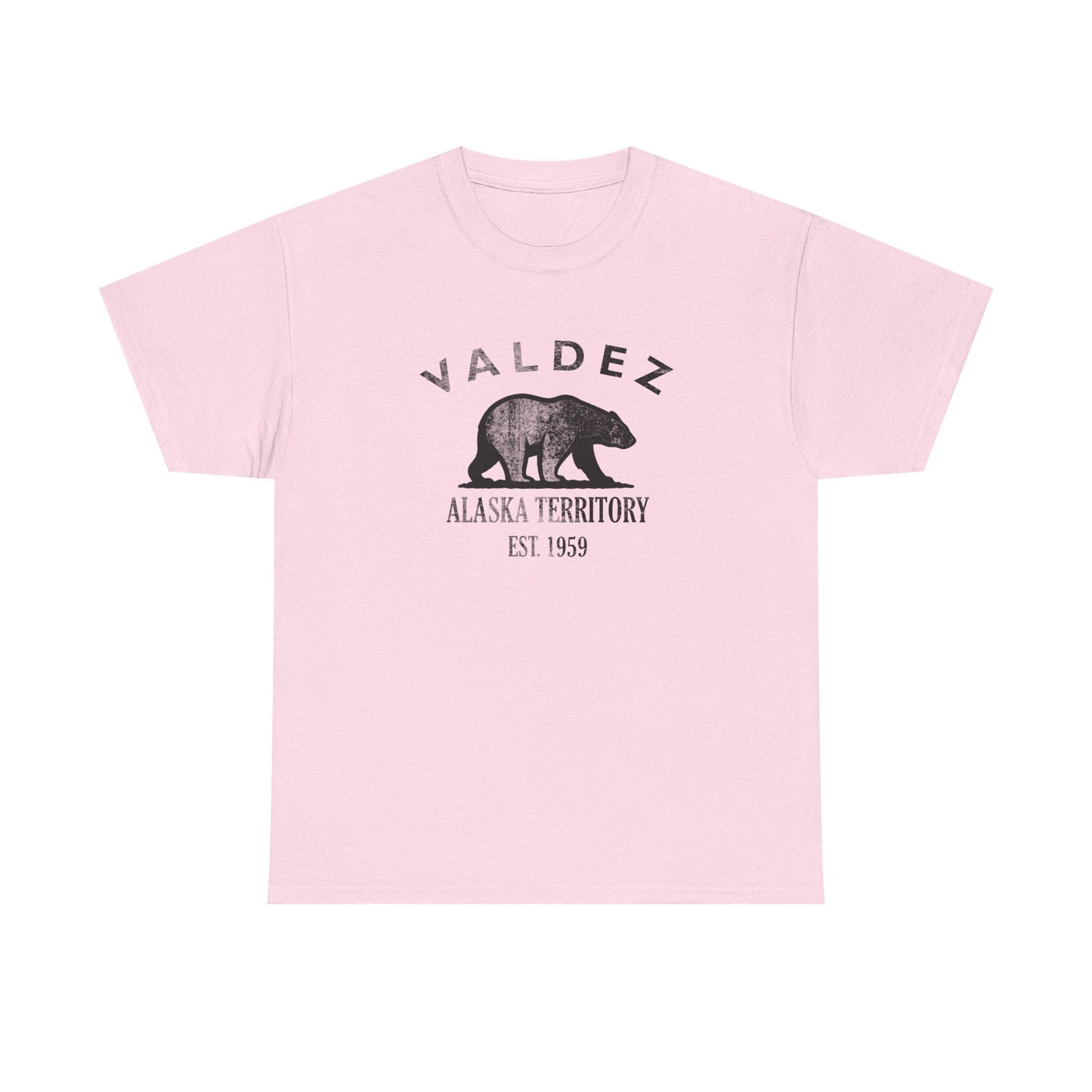 Valdez Alaska Vintage Retro Unisex Heavy Cotton Tee - Black Logo