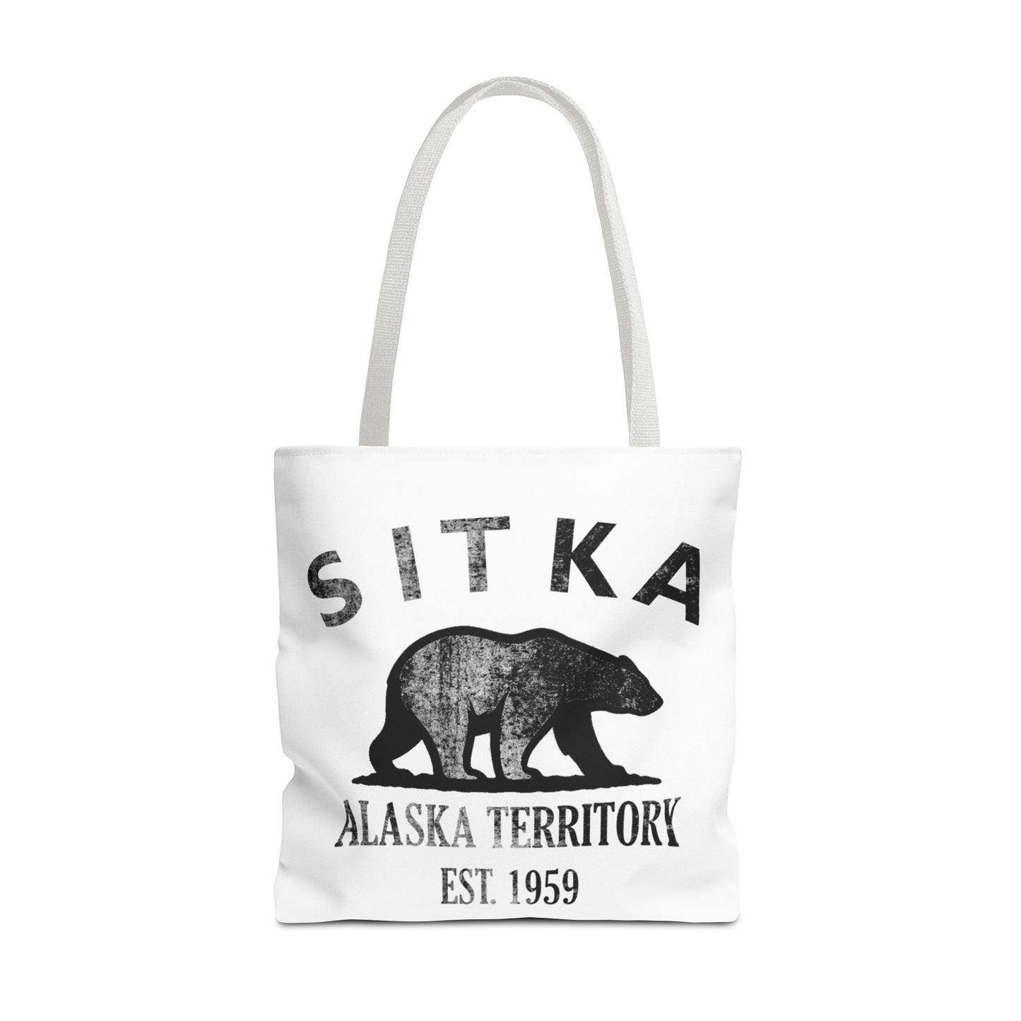 Sitka Alaska Vintage Retro Light Canvas Tote - Black Logo