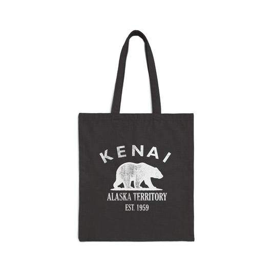 Kenai Alaska Vintage Retro Cotton Canvas Tote Bag - White Logo