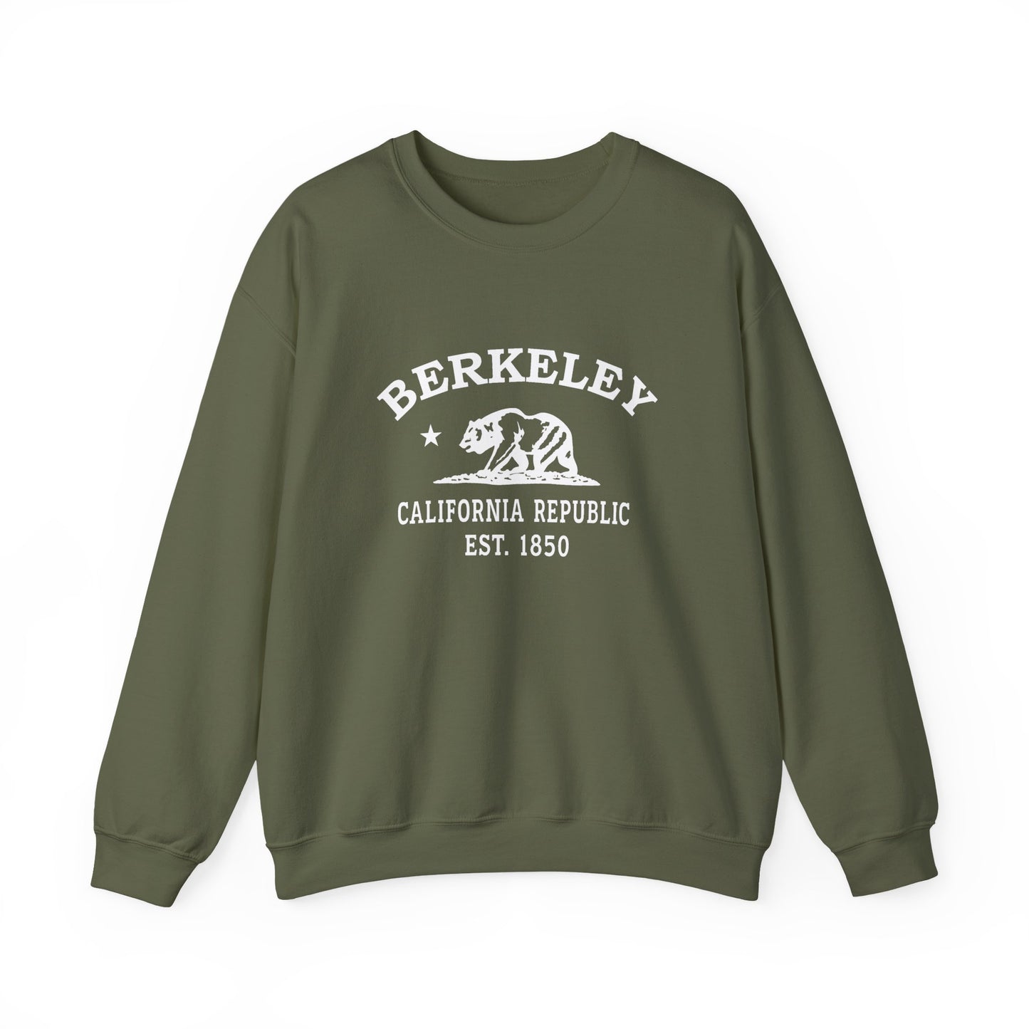Berkeley California Vintage Retro Unisex Heavy Crewneck Sweatshirt - White Logo