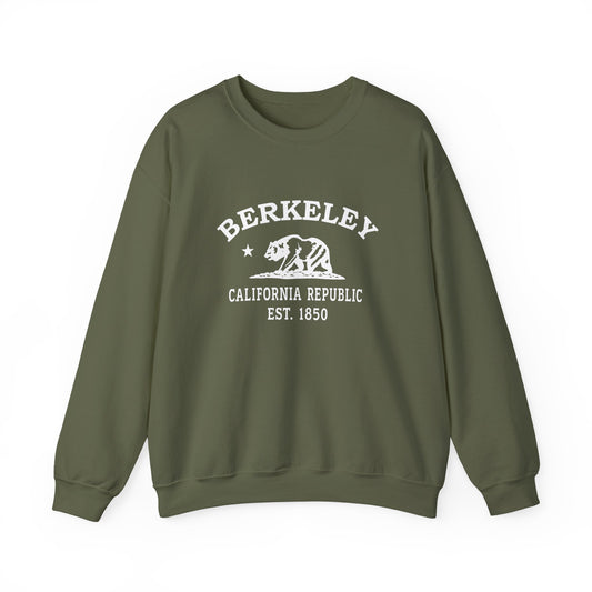 Berkeley California Vintage Retro Unisex Heavy Crewneck Sweatshirt - White Logo