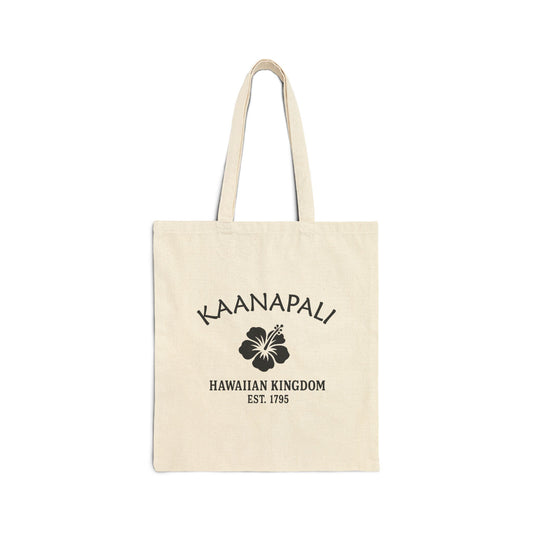 Kaanapali Hawaii Vintage Retro Cotton Canvas Tote Bag - Black Logo