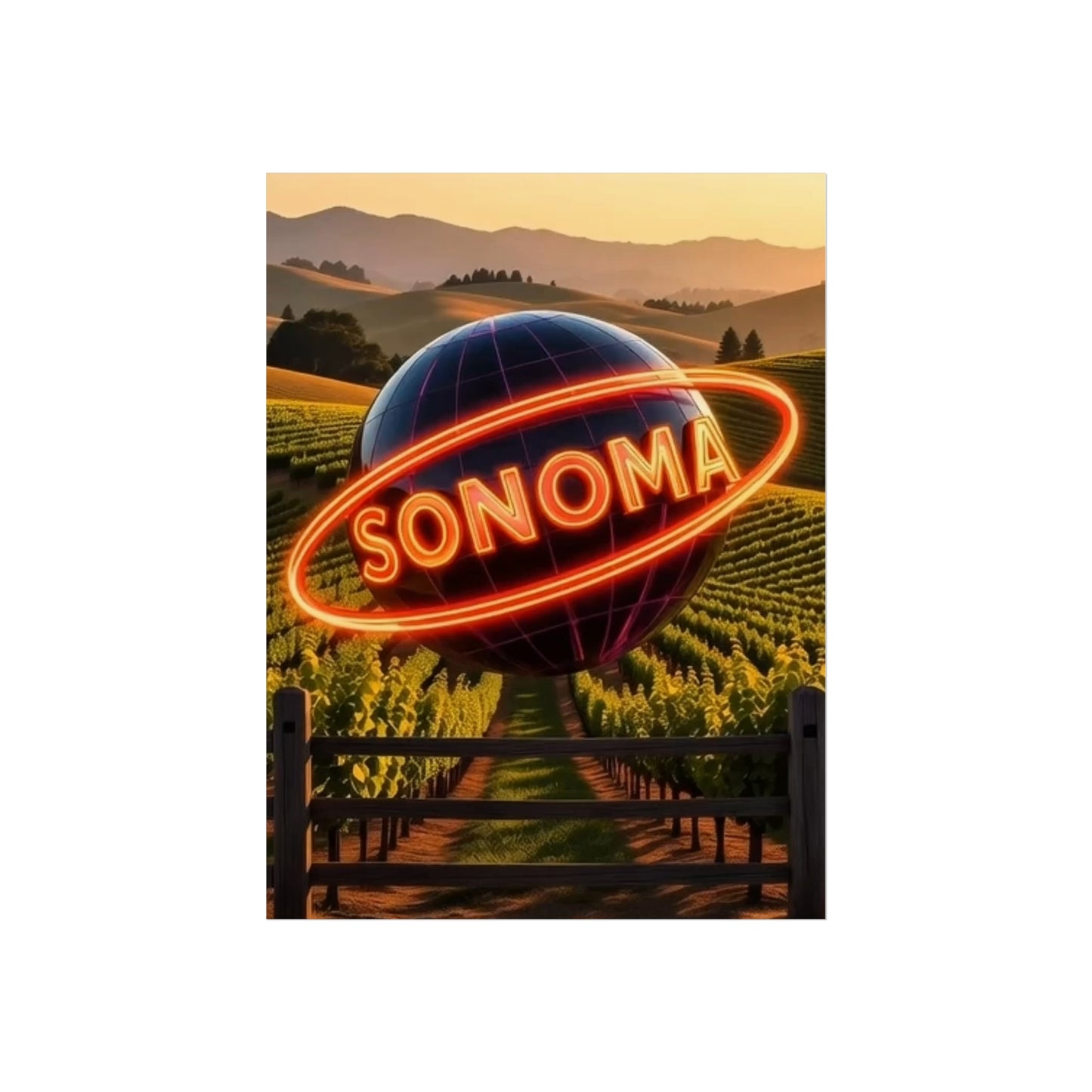 Sonoma California Vintage Retro Giclée Print Art Series Poster