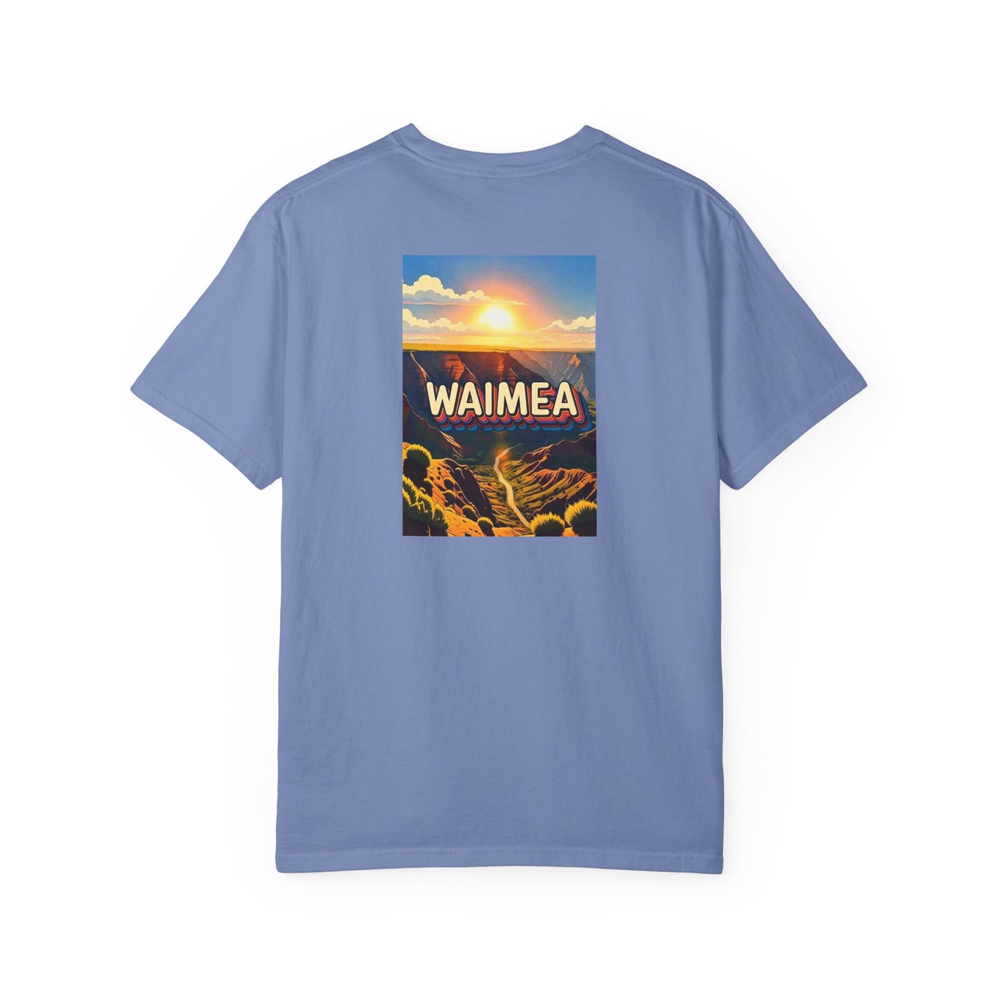Waimea Hawaii Vintage Retro Back Printed Art Series Cotton Tee - Black Logo