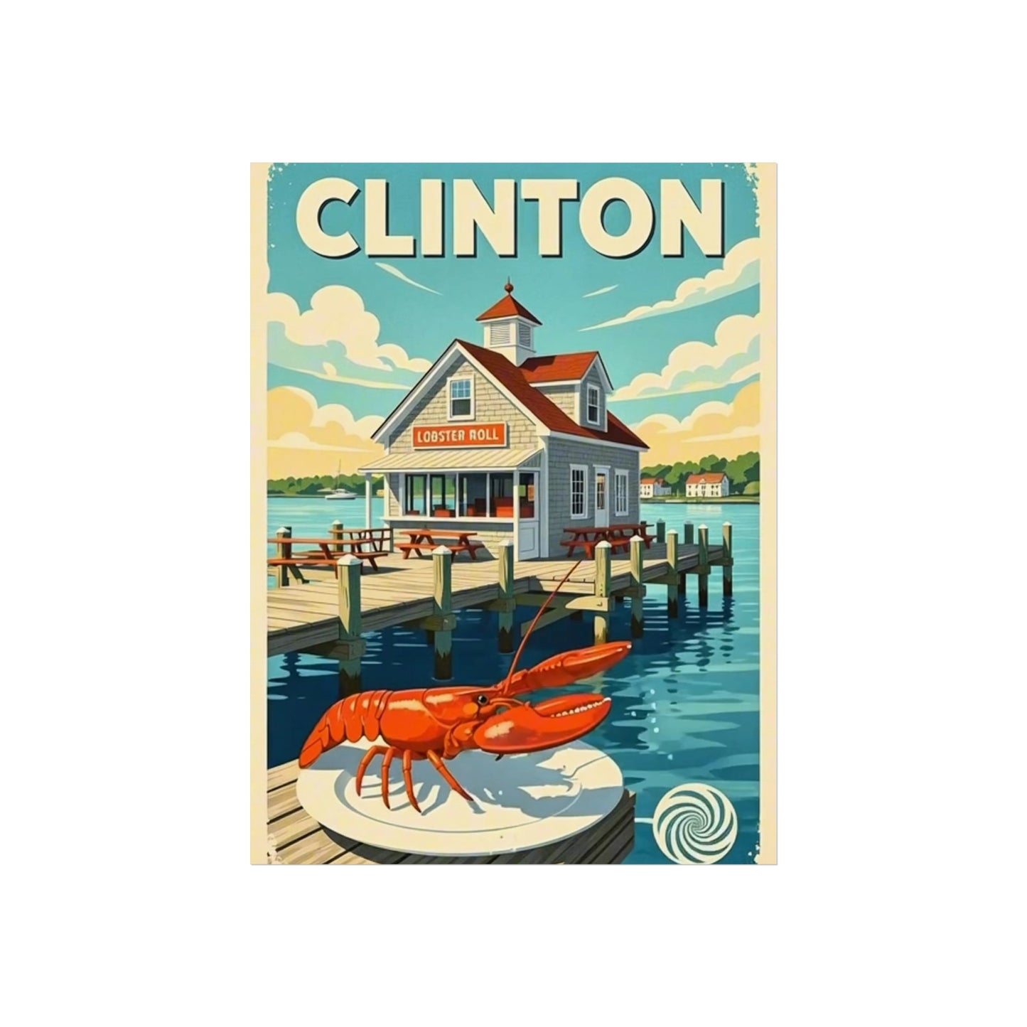 Clinton Connecticut Vintage Retro Giclée Print Art Series Poster