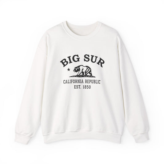 Big Sur California Vintage Retro Unisex Heavy Crewneck Sweatshirt - Black Logo