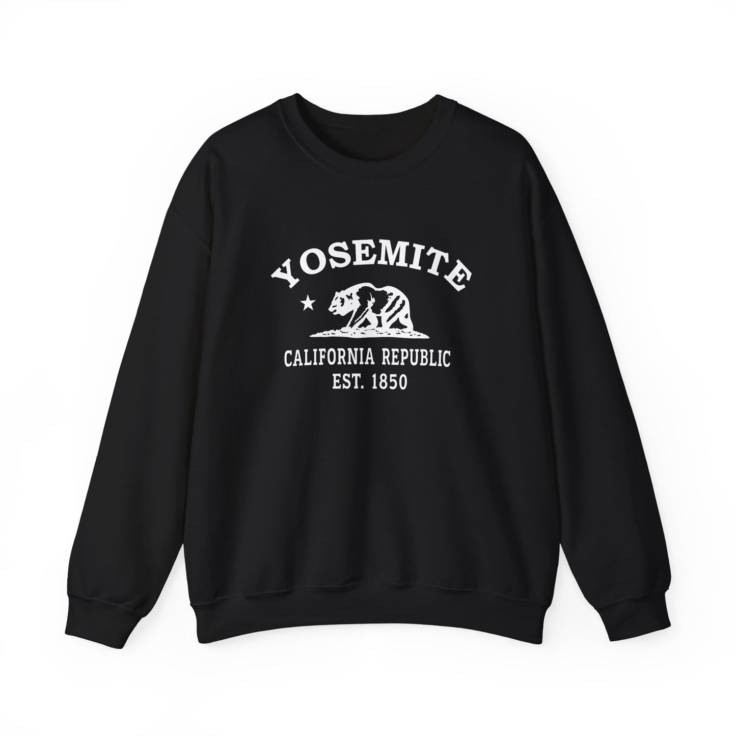 Yosemite California Vintage Retro Unisex Heavy Crewneck Sweatshirt - White Logo