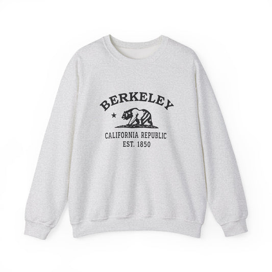 Berkeley California Vintage Retro Unisex Heavy Crewneck Sweatshirt - Black Logo