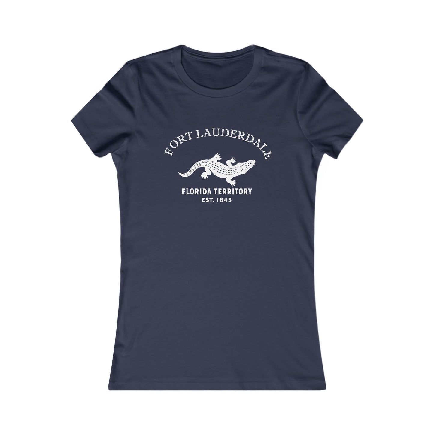 Fort Lauderdale Florida Vintage Retro Womens Fitted Ringspun Cotton Tee - White Logo