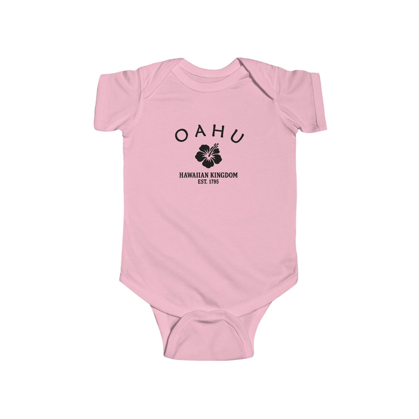 Oahu Hawaii Cottton Jersey Baby Bodysuit - Black Logo