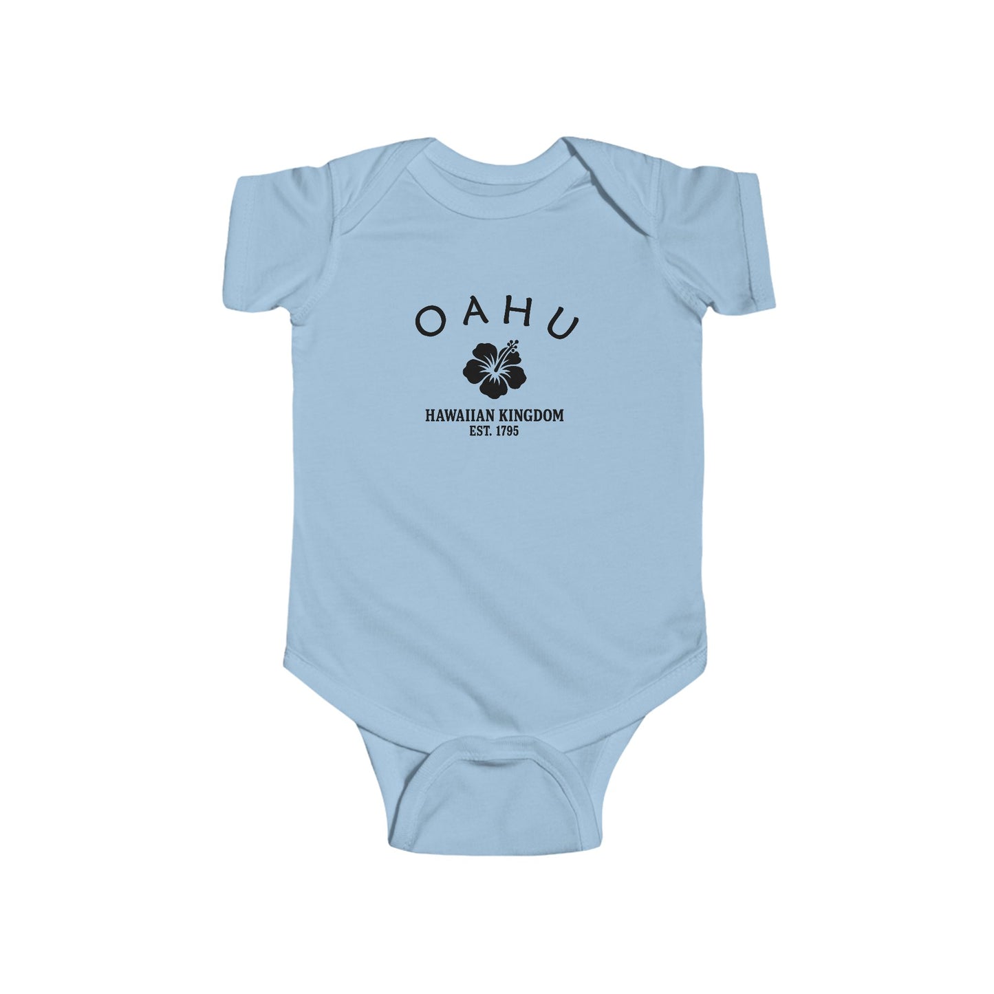 Oahu Hawaii Cottton Jersey Baby Bodysuit - Black Logo