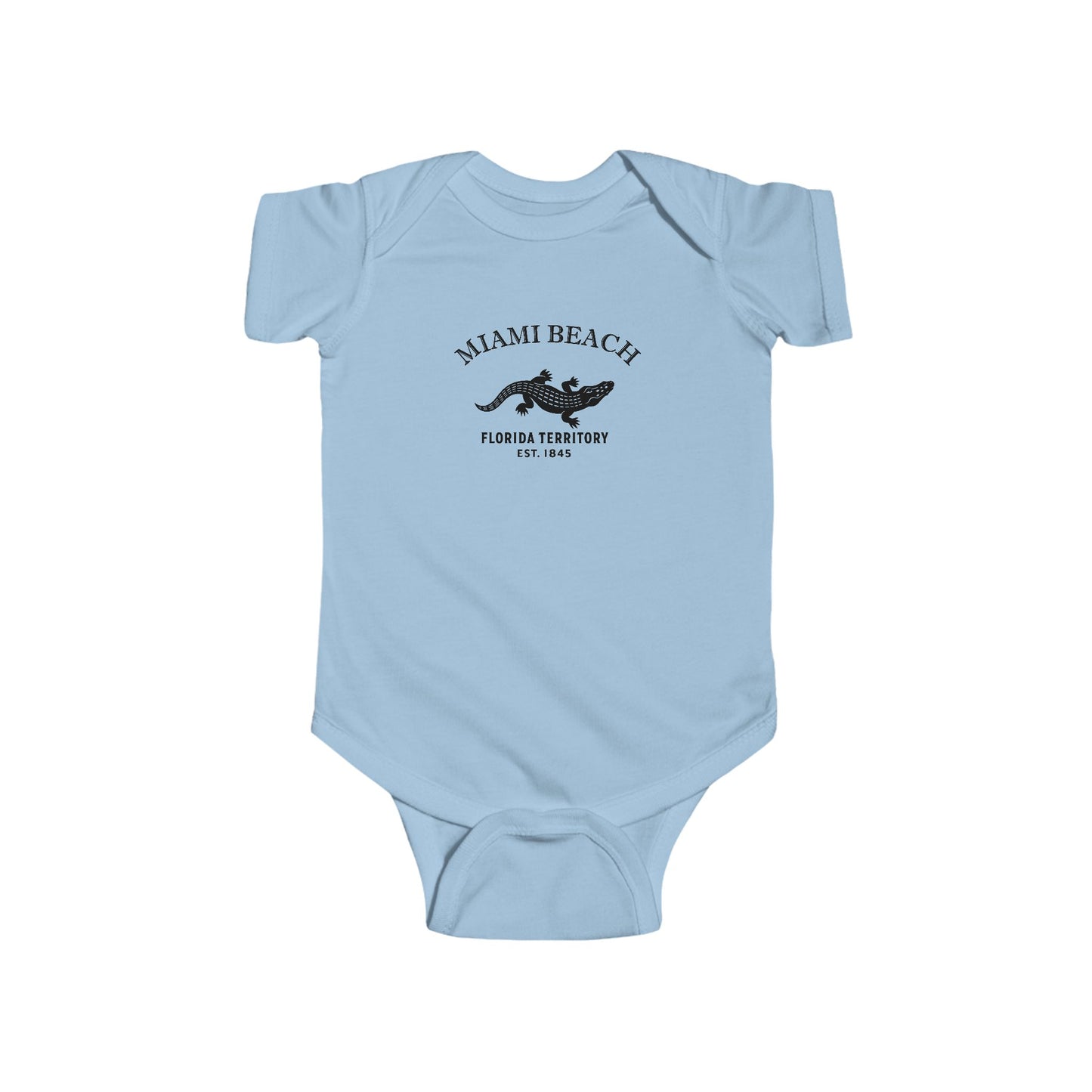 Miami Beach Florida Vintage Retro Cotton Jersey Baby Bodysuit - Black Logo