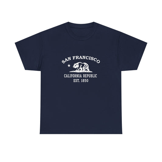 San Francisco California Vintage Retro Unisex Heavy Cotton Tee - White Logo