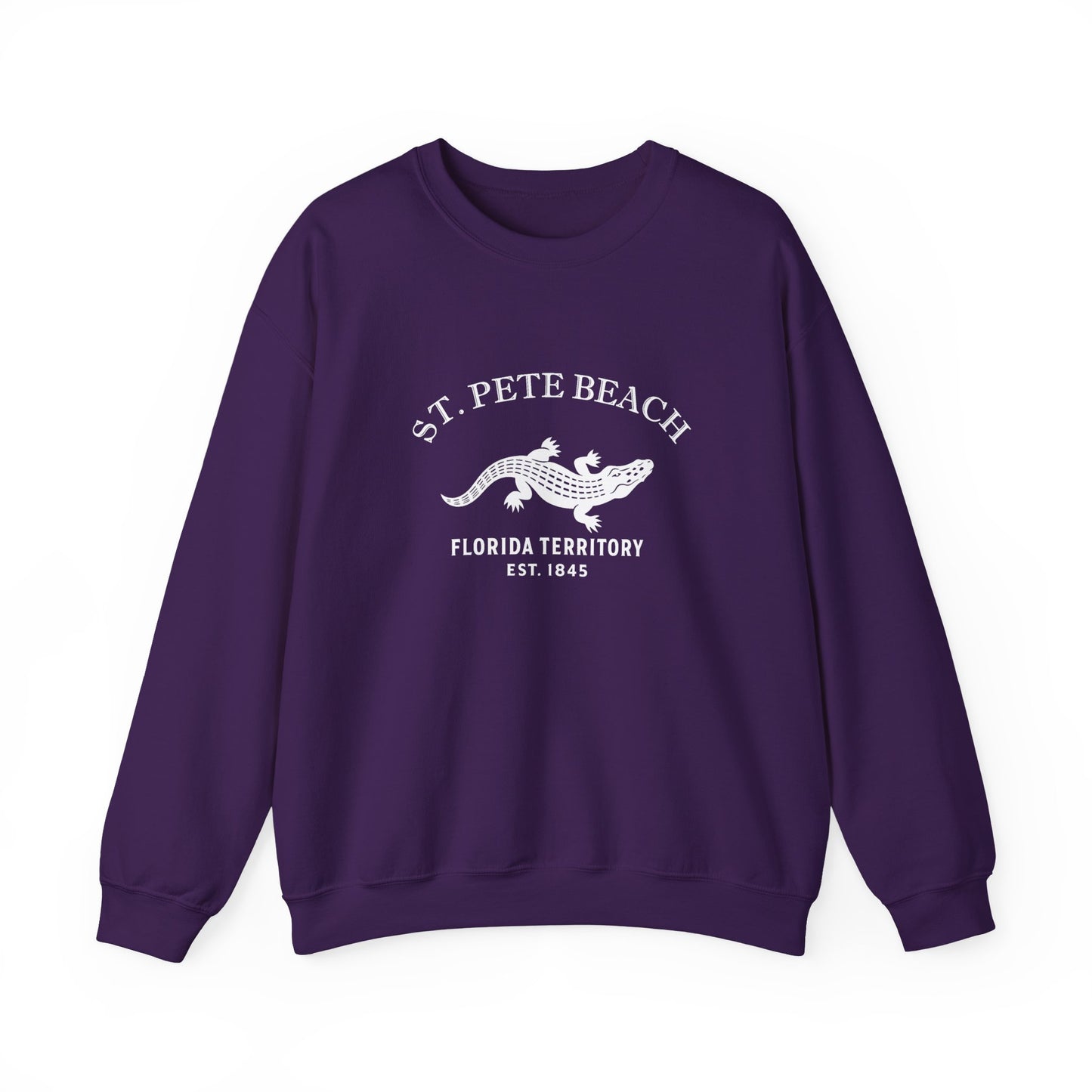 St Pete Beach Florida Vintage Retro Unisex Heavy Crewneck Sweatshirt - White Logo
