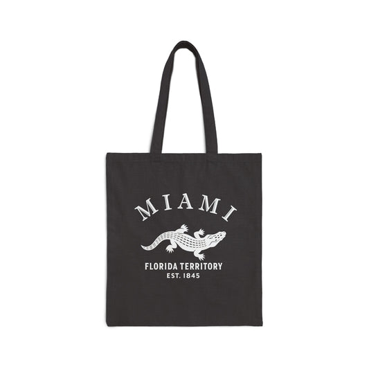 Miami Florida Vintage Retro Cotton Canvas Tote Bag - White Logo
