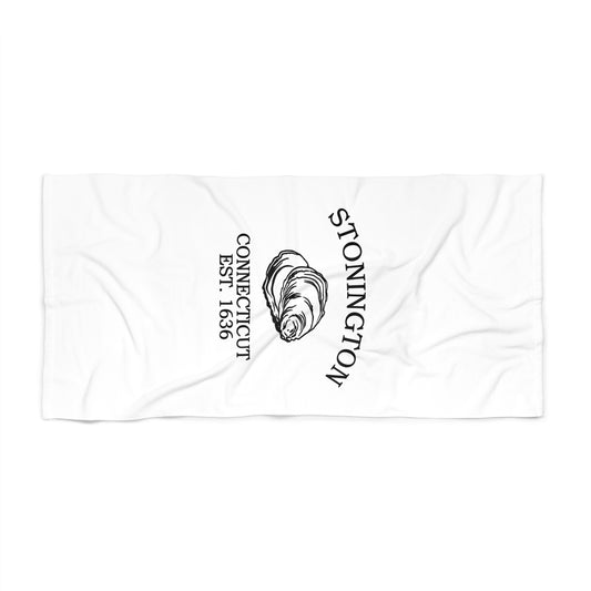 Stonington Connecticut Vintage Retro Beach Towel - Black Logo
