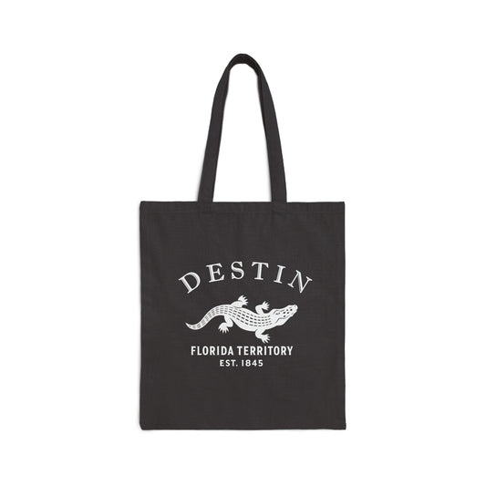 Destin Florida Vintage Retro Cotton Canvas Tote Bag - White Logo