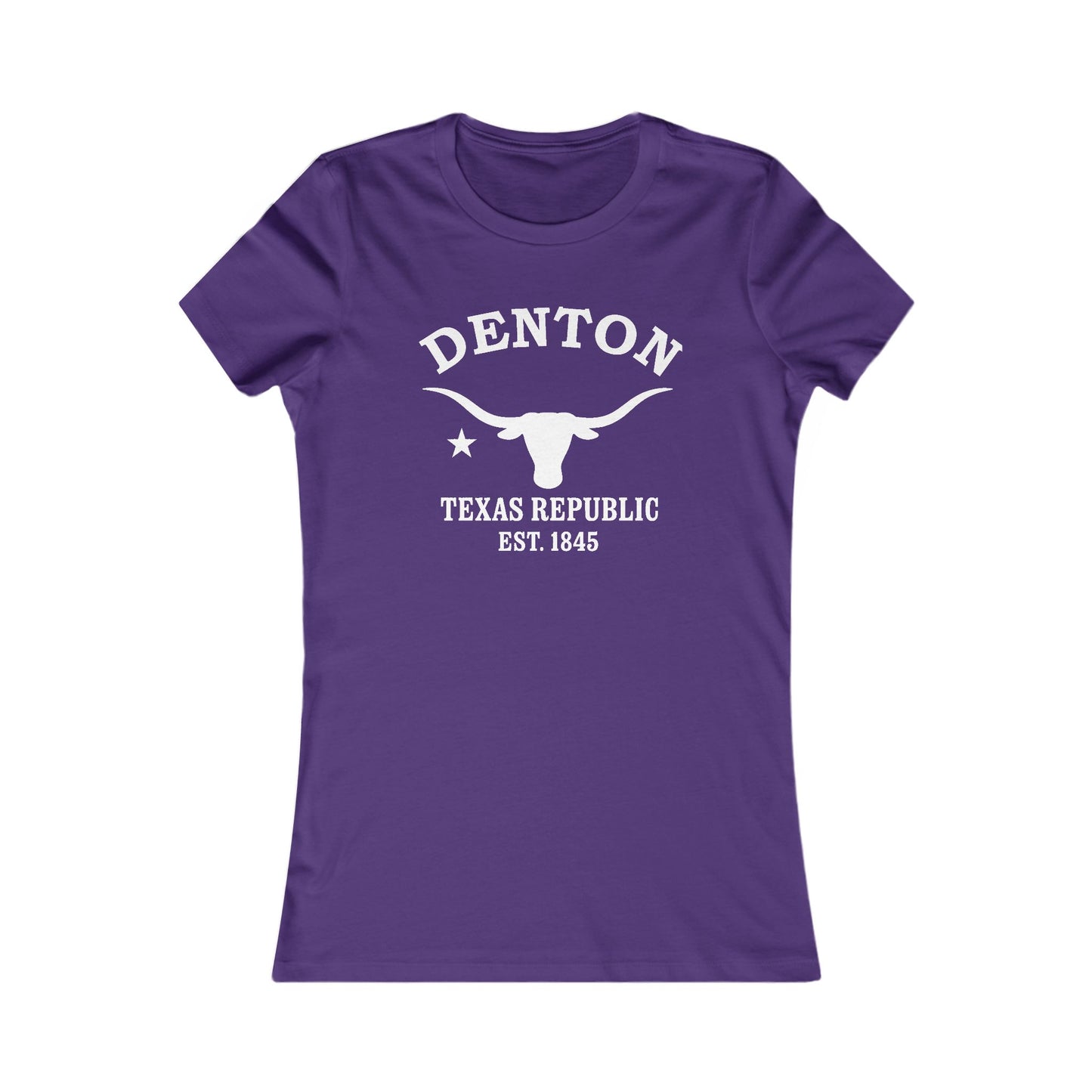 Denton Texas Vintage Retro Womens Fitted Ringspun Cotton Tee - White Logo