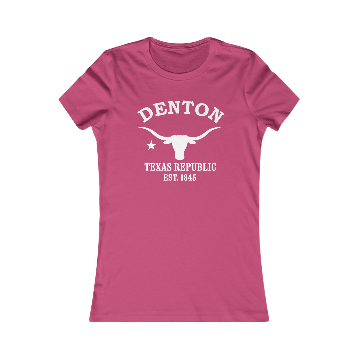 Denton Texas Vintage Retro Womens Fitted Ringspun Cotton Tee - White Logo