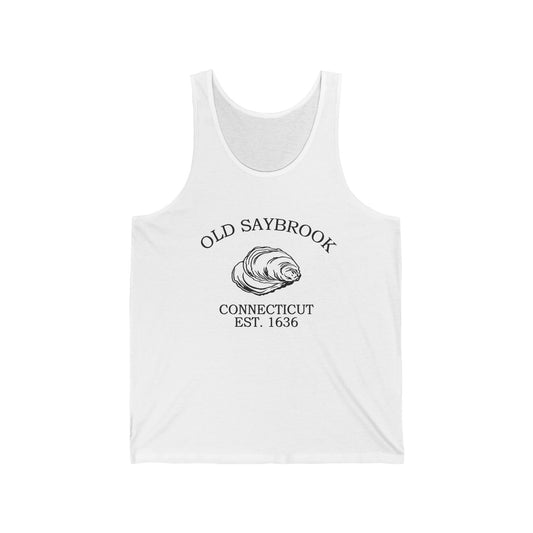 Old Saybrook Connecticut Vintage Retro Unisex Cotton Jersey Tank Top - Black Logo