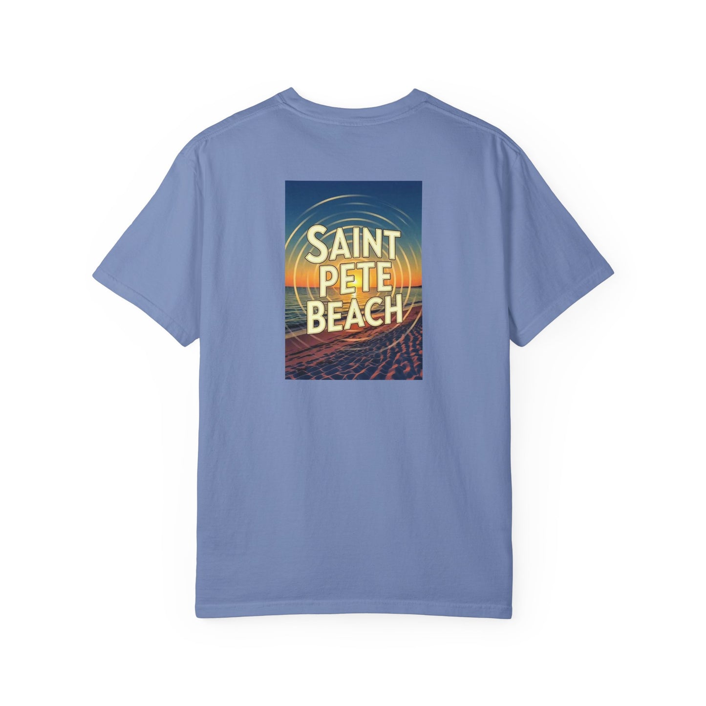 St Pete Beach Florida Vintage Retro Back Printed Art Series Cotton Tee - Black Logo