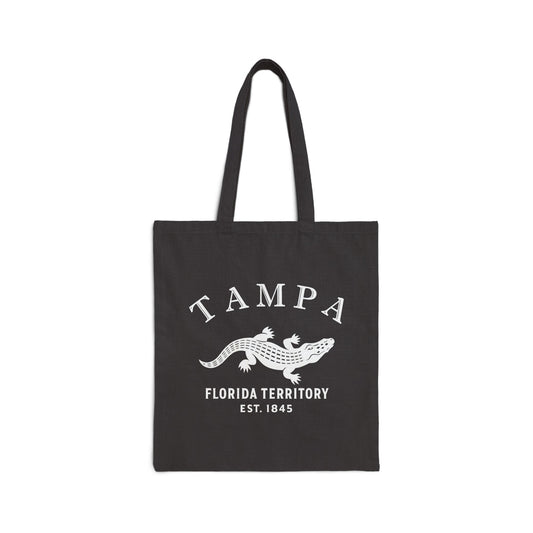 Tampa Florida Vintage Retro Cotton Canvas Tote Bag - White Logo