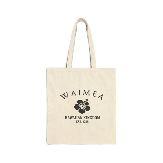 Waimea Hawaii Vintage Retro Cotton Canvas Tote Bag - Black Logo