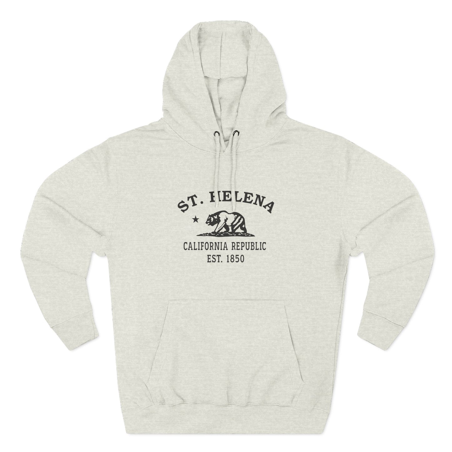 St Helena California Vintage Retro Unisex Heavy Cotton Hoodie - Black Logo