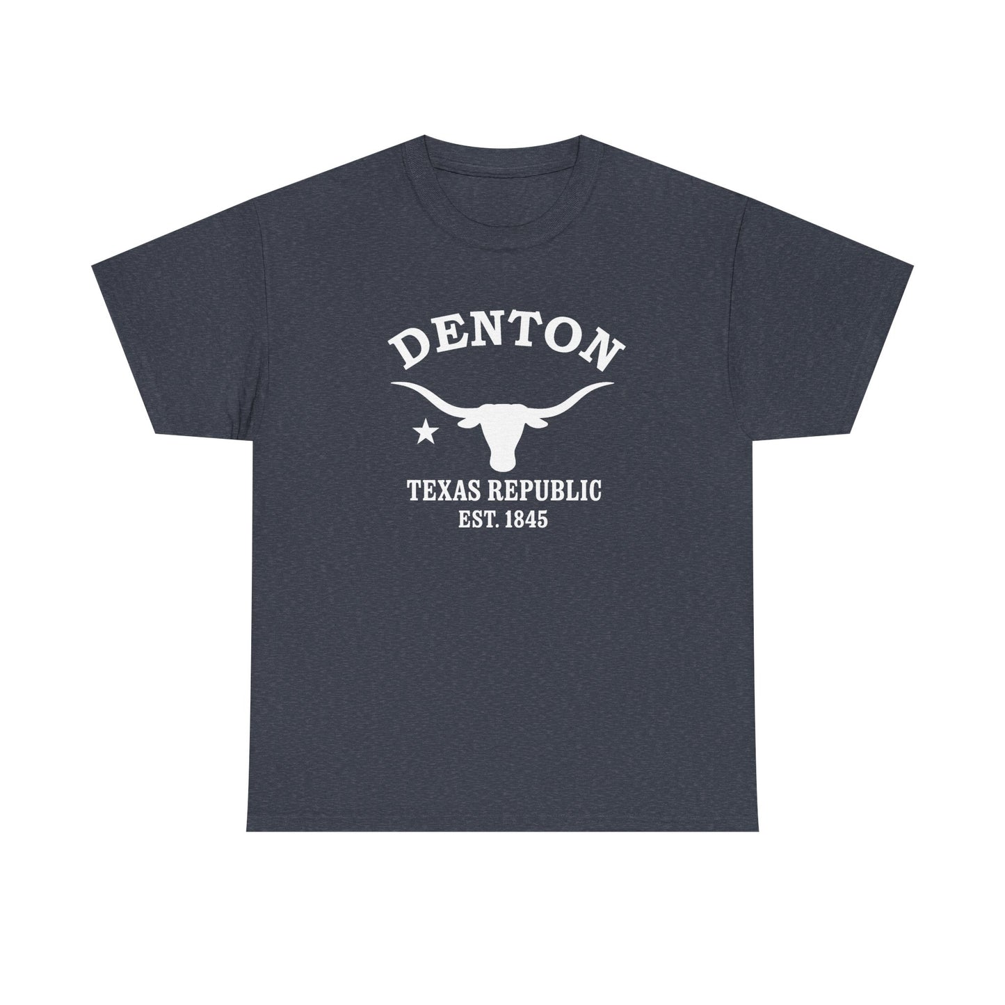 Denton Texas Vintage Retro Unisex Heavy Cotton Tee - White Logo