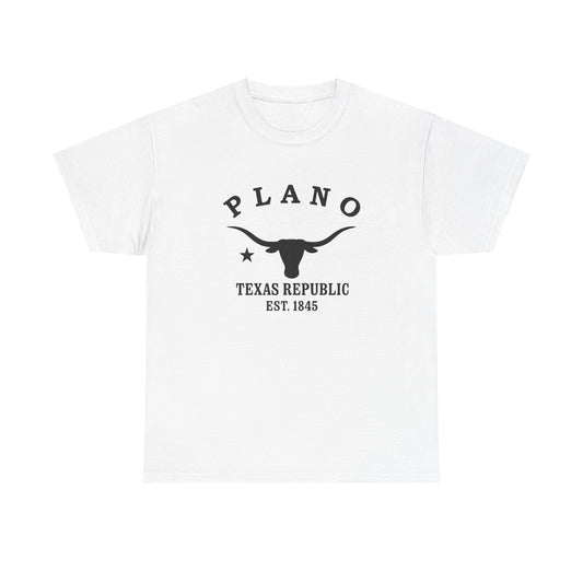 Plano Texas Vintage Retro Unisex Heavy Cotton Tee - Black Logo