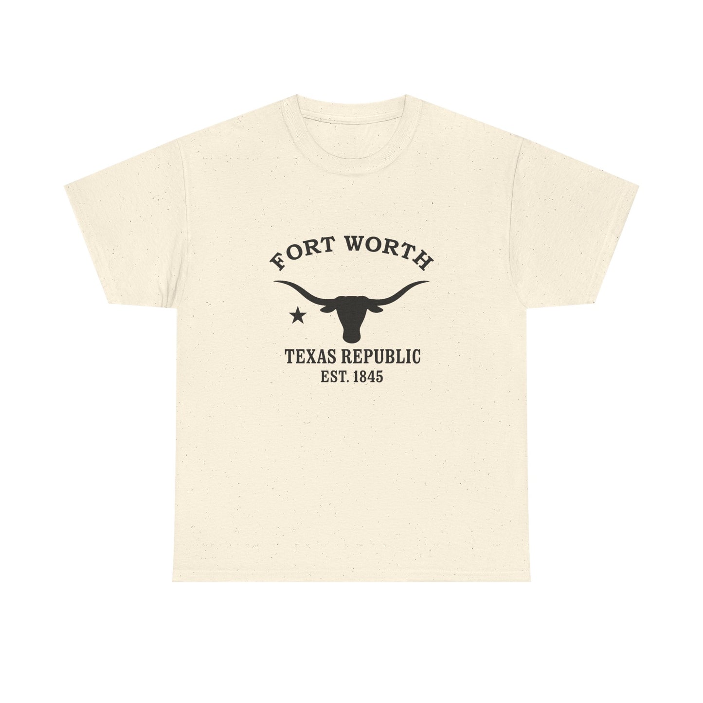 Fort Worth Texas Vintage Retro Unisex Heavy Cotton Tee - Black Logo