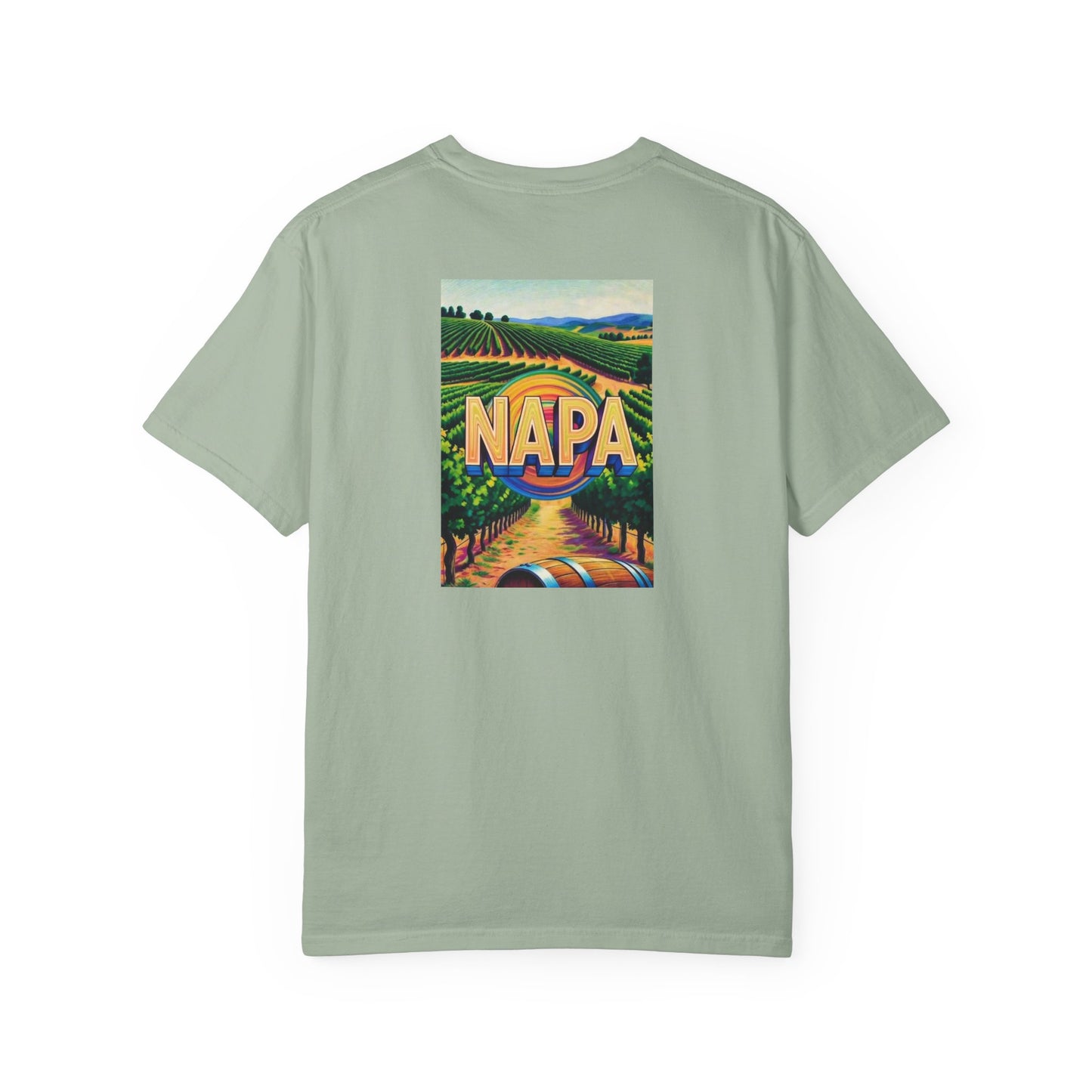 Napa California Vintage Retro Back Printed Art Series Cotton Tee - Black Logo