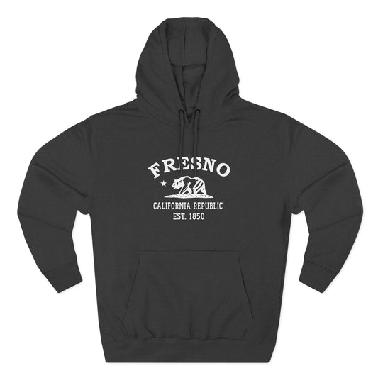 Fresno California Vintage Retro Unisex Heavy Cotton Hoodie - White Logo